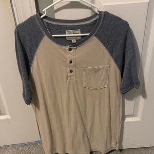 Lucky Brand Blue and Tan Short Sleeve Tee